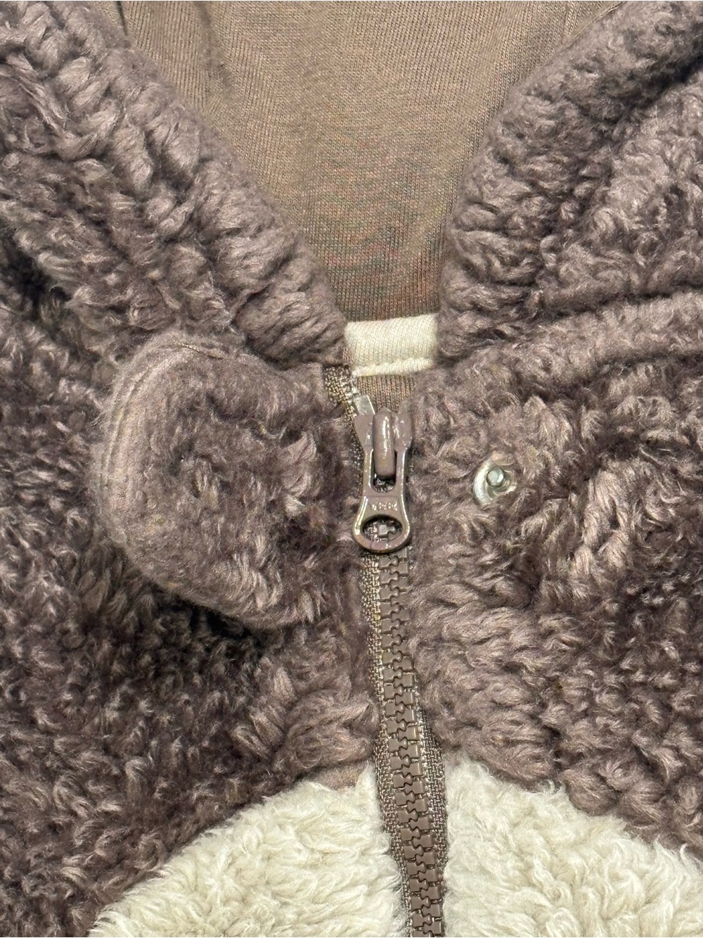 Carter's Reindeer Hooded Fleece Zip One-Piece Coverall Brown/Beige size 3 months - Picture 4 of 7